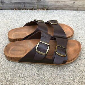 MAURICES Double Strap Buckle Sandals Slip Ons 10 Women's Brown Shoes